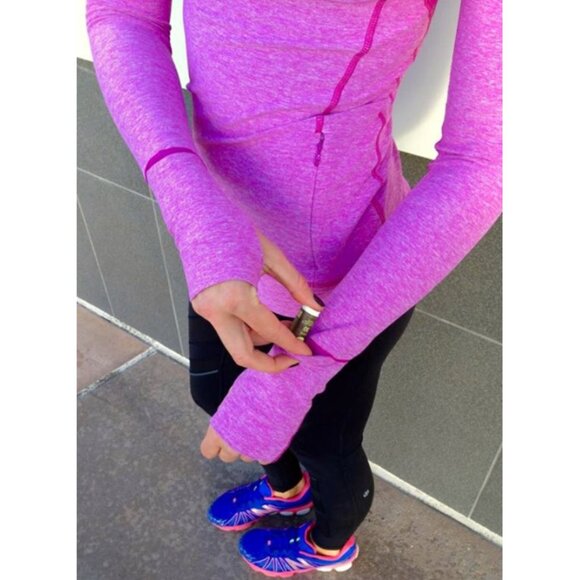 Lululemon Think Fast Long Sleeve Heathered Ultra Violet Pink Purple Ruched Top 8 - Picture 9 of 15